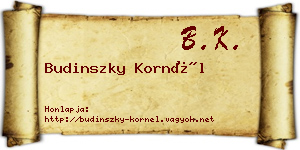 Budinszky Kornél névjegykártya